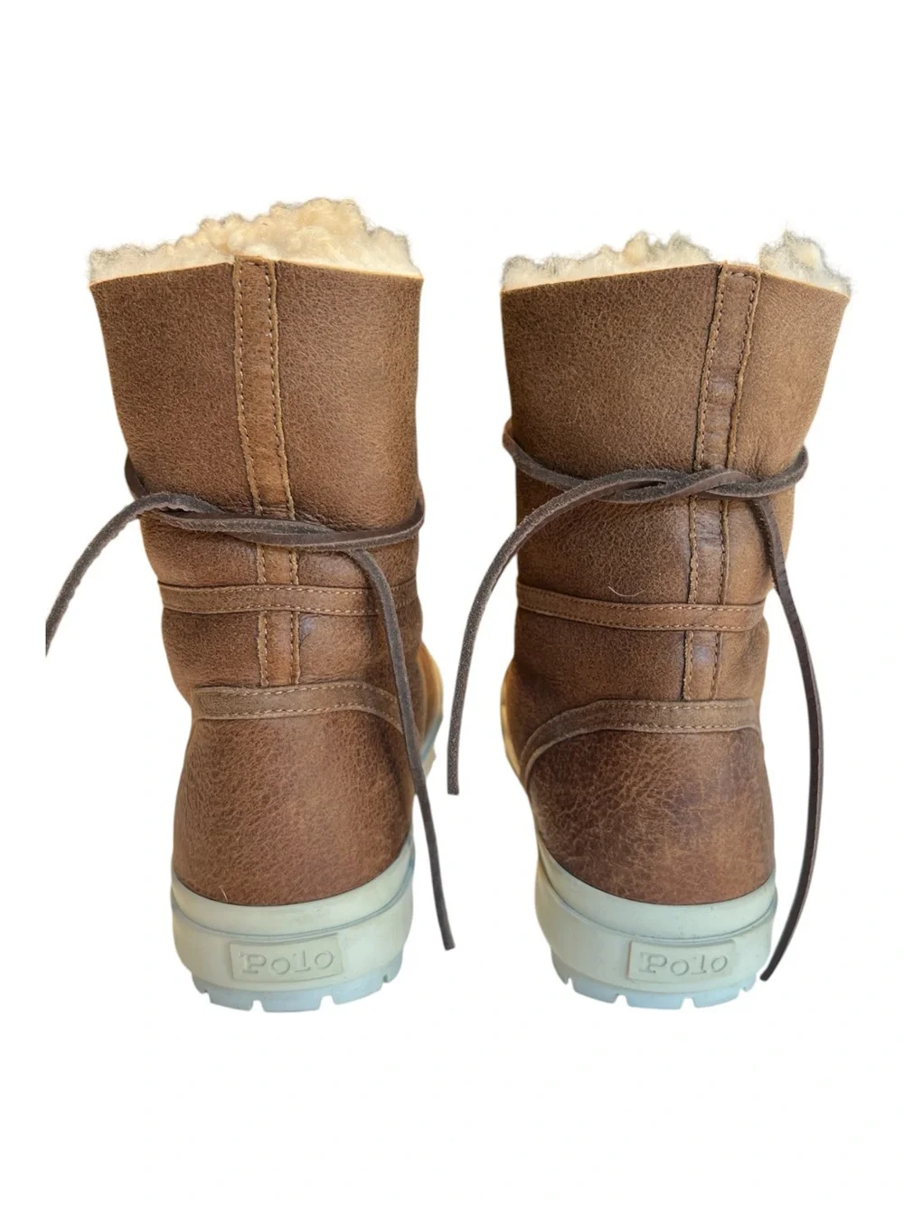 Polo Ralph Lauren Shearling Boots  Lamb Suede Hiking Vibram Sole SZ 9